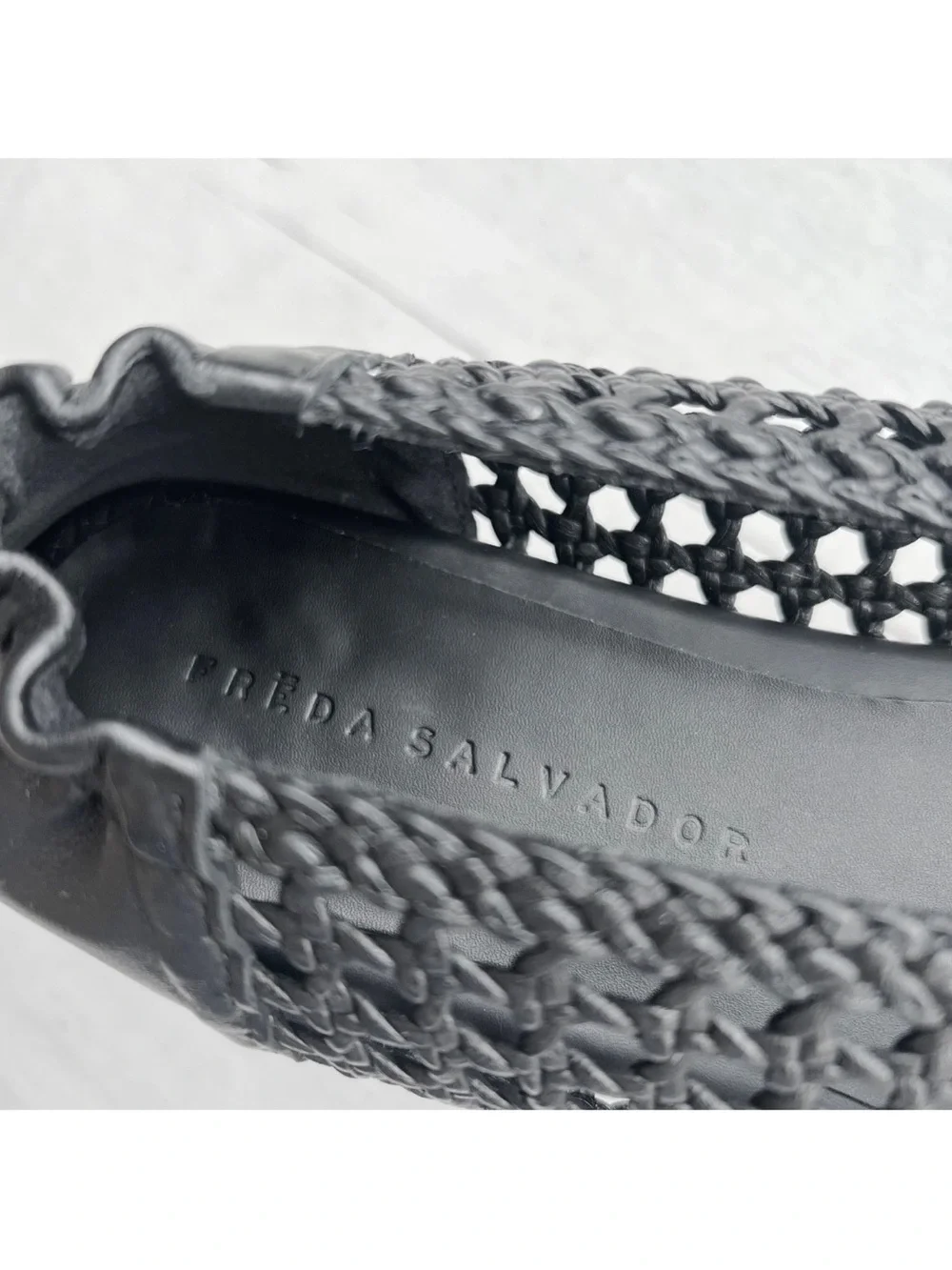 Freda Salvador Riley Open Weave sz9 Ballet Flats 90s Woven Black Calf $398 Spain